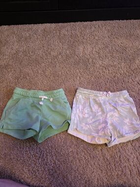 Cat & Jack Green Solid and Pastel Floral Girls' Shorts Set